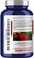 NusaPure Cápsulas de Flor de Hibisco, 500 mg, 200 Cápsulas Vegetales (No GMO, Vegano)