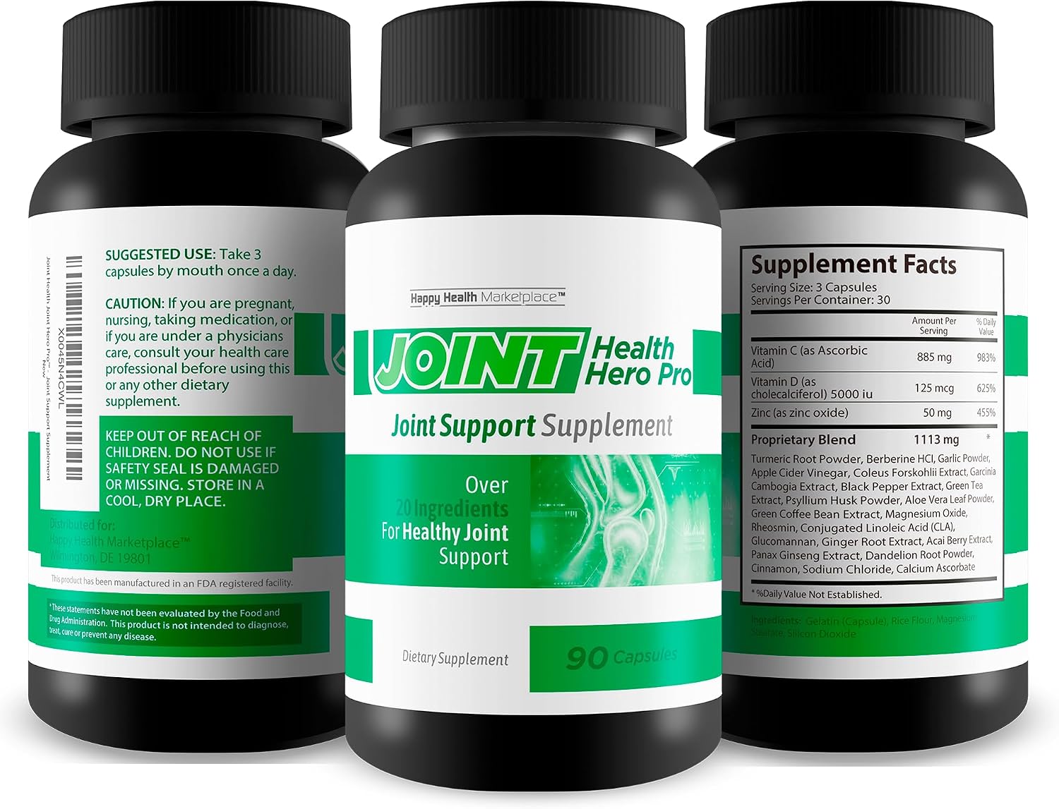 Joint Health Hero Pro - Suplemento para Articulaciones y Huesos con Cúrcuma, Vitamina D y C