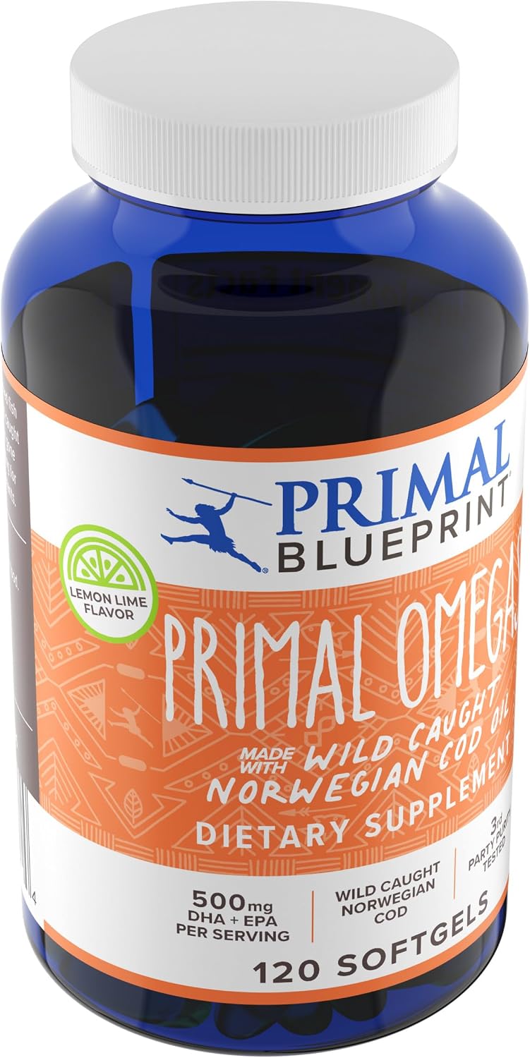Primal Blueprint Primal Omegas, Omega-3 Fatty Acid Supplement, 120 Capsules