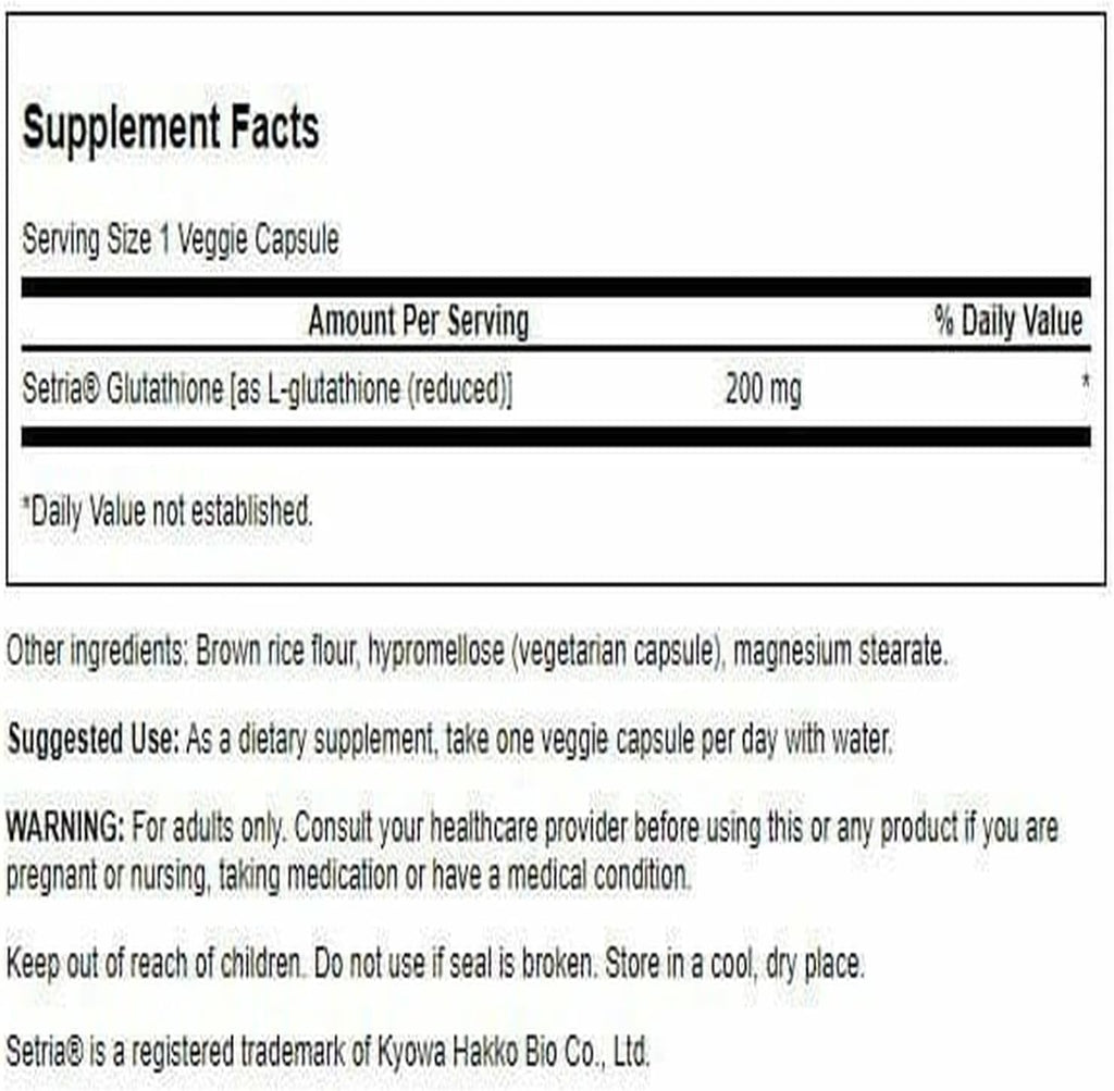 Swanson L-Glutatión 200 mg, 60 Cápsulas Veganas