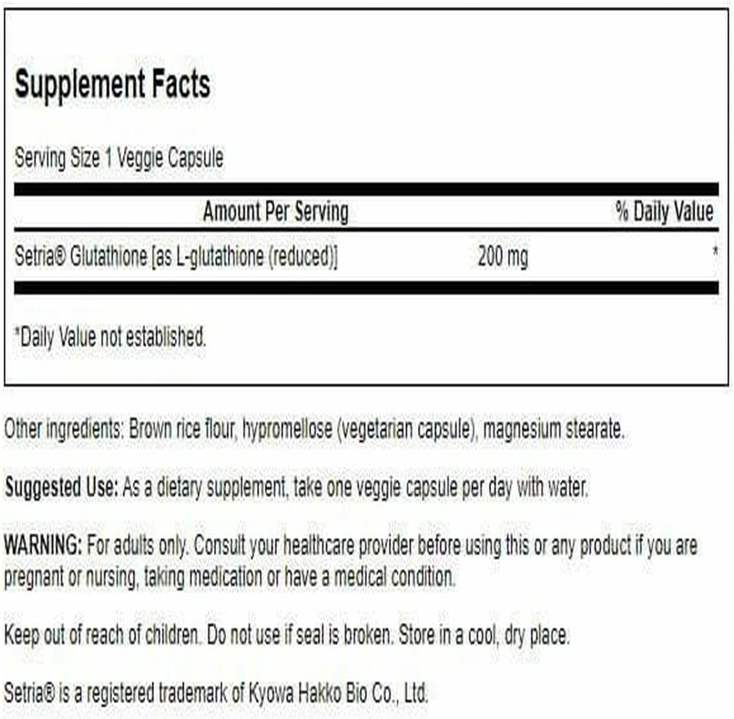 Swanson L-Glutatión 200 mg, 60 Cápsulas Veganas
