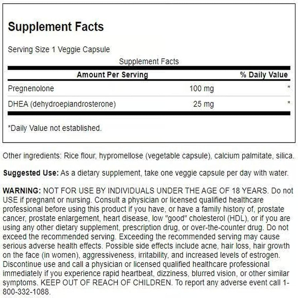 Swanson DHEA y Pregnenolona Complejo 60 Cápsulas Veganas (Paquete de 2)