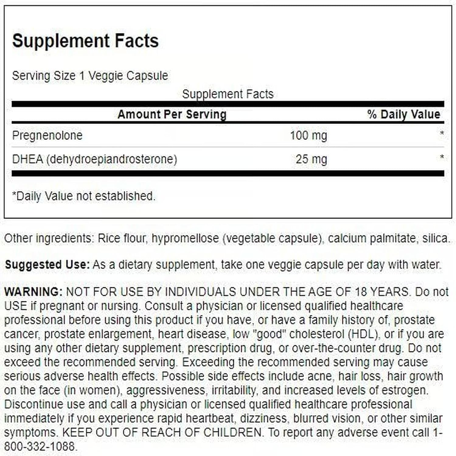 Swanson DHEA y Pregnenolona Complejo 60 Cápsulas Veganas (Paquete de 2)