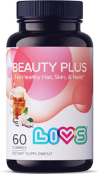LIVS Beauty Plus Gomitas de Biotina para Cabello, Piel y Uñas, Sabor Crema Soda - 60 uds