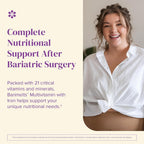 BariMelts Multivitamínico Bariátrico con Hierro - Suministro para 1 Mes (60 Comprimidos de Disolución Rápida) - Sin Azúcar - Vitaminas Postoperatorias - Sabor Natural a Arándanos