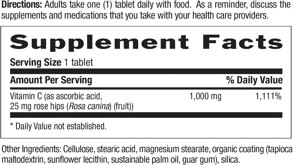 Country Life Vitamina C 1000 mg con Rose Hips, de Liberación Sostenida, 250 tabletas
