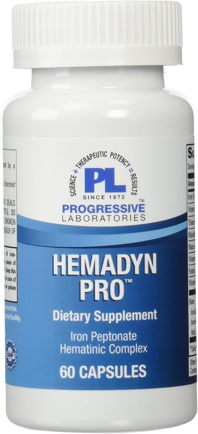 Progressive Labs Hemadyn Pro - Suplemento de Hierro No Iónico, 60 Comprimidos