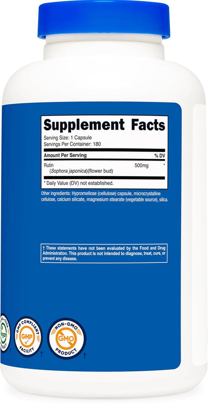 Nutricost Rutina 500mg, 180 Cápsulas - Vegano, Sin Gluten y Non-GMO – Image 5