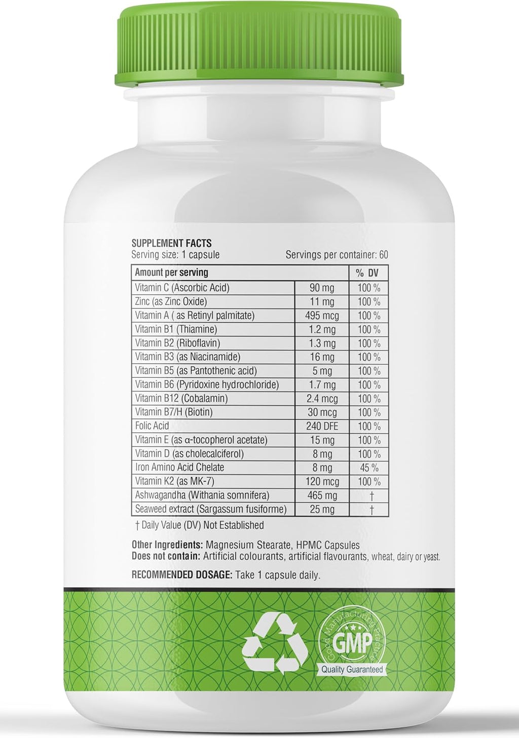 obel Daily Multivitamin con Ashwagandha y Algas | Multivitamínico Completo para Hombres y Mujeres | 60 Cápsulas