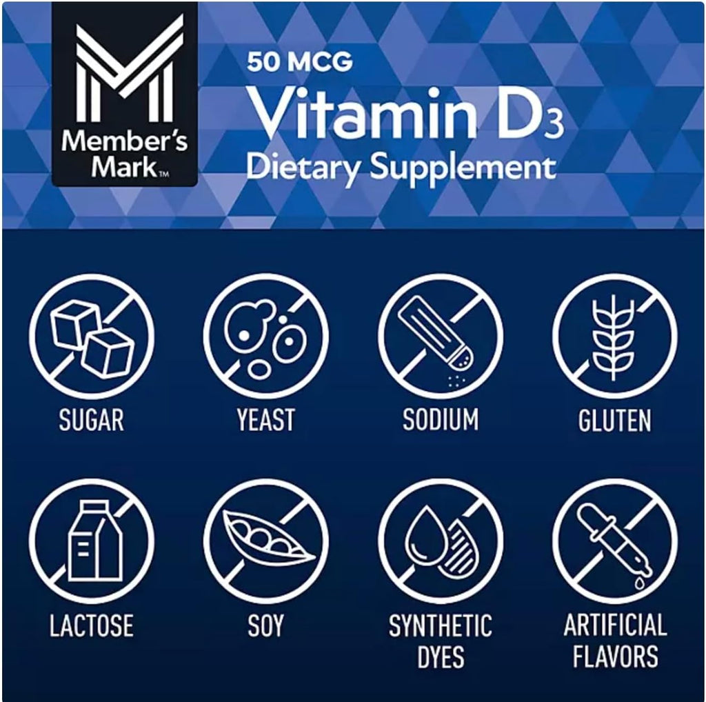 Member Mark Vitamina D3, 50 mcg (2000 UI), 400 Cápsulas Blandas