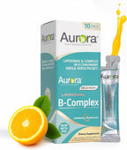 Aurora Nutrascience Mega-Liposomal B-Complex + Vitamina C – 10 Sobres Individuales, Naranja