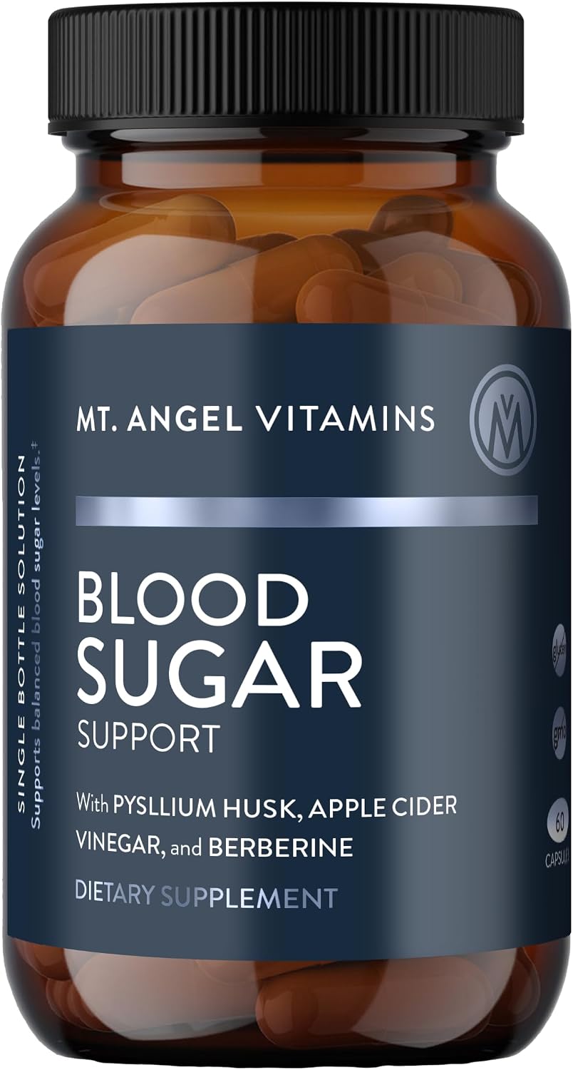 Mt. Angel Vitamins Blood Sugar Support - Suplemento con Berberina, Canela y Vinagre de Manzana - 60 Cápsulas
