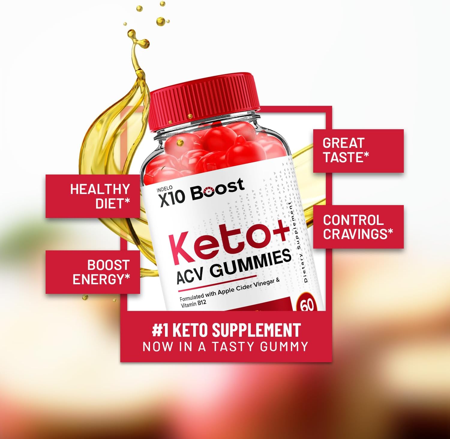X10 Boost Keto ACV Gummies - Gominolas Keto con Vinagre de Manzana y B12 (60 Gominolas)