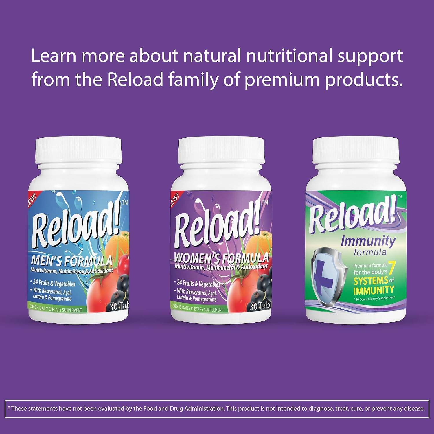 Reload! for Women - Multivitamínico, Multimineral y Antioxidante con 24 Frutas y Verduras y Biotina (30 Comprimidos)