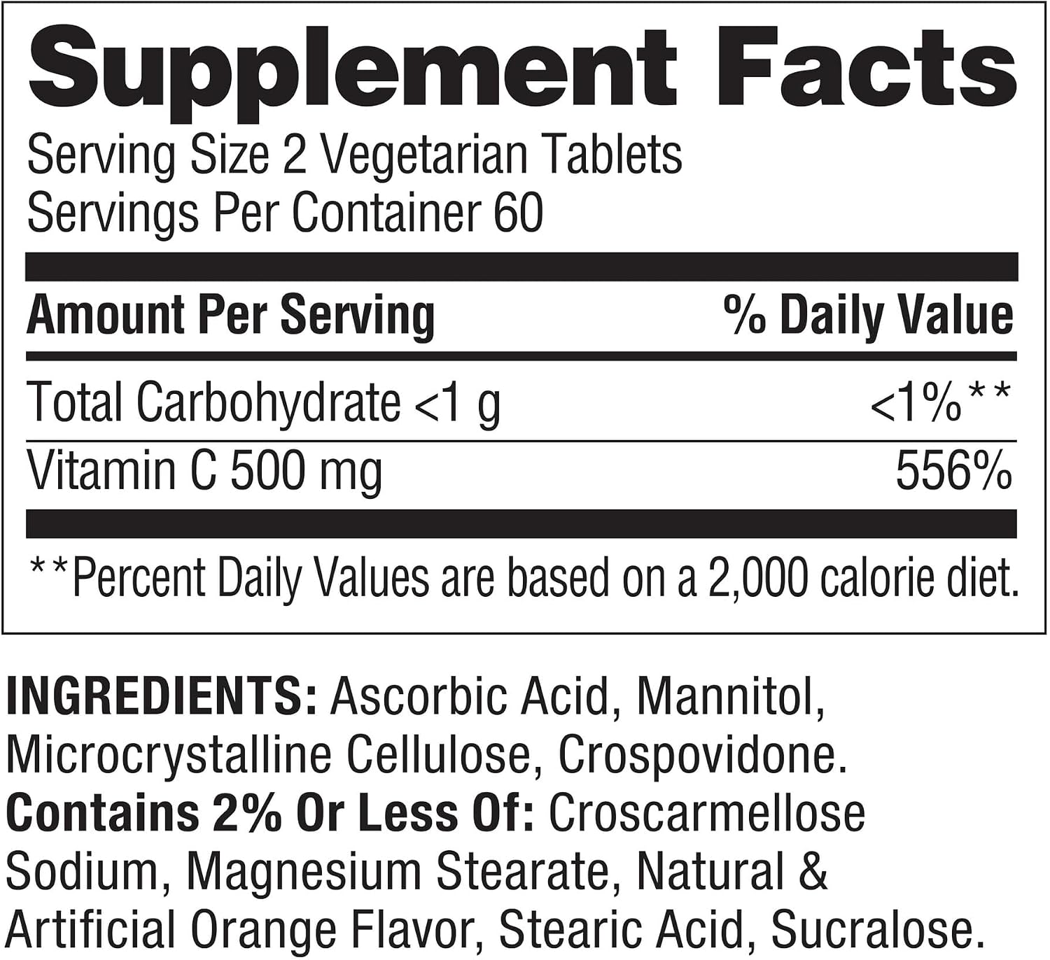 Vitamina C Sabor Naranja 500 mg - Disolución Rápida, 120 Comprimidos