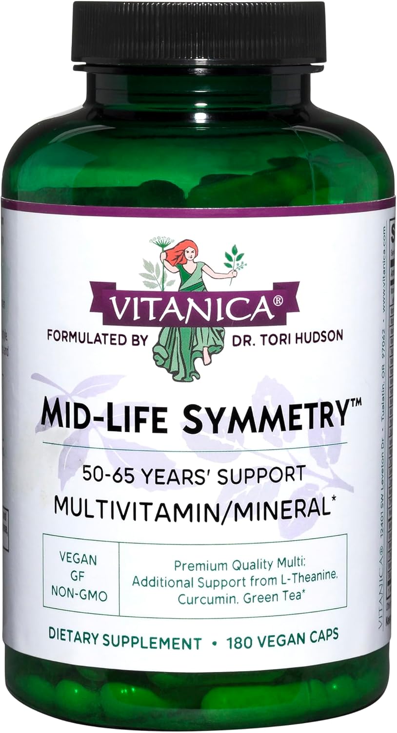 Vitanica - Mid-Life Symmetry Multivitamínico y Mineral de Alta Potencia para Mujeres 50-65, Vegano, 180 Cápsulas