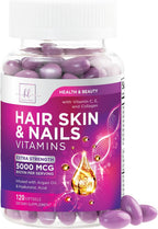 Vitaminas para el Cabello con Biotina, Colágeno y Ácido Hialurónico - 120 Cápsulas Blandas