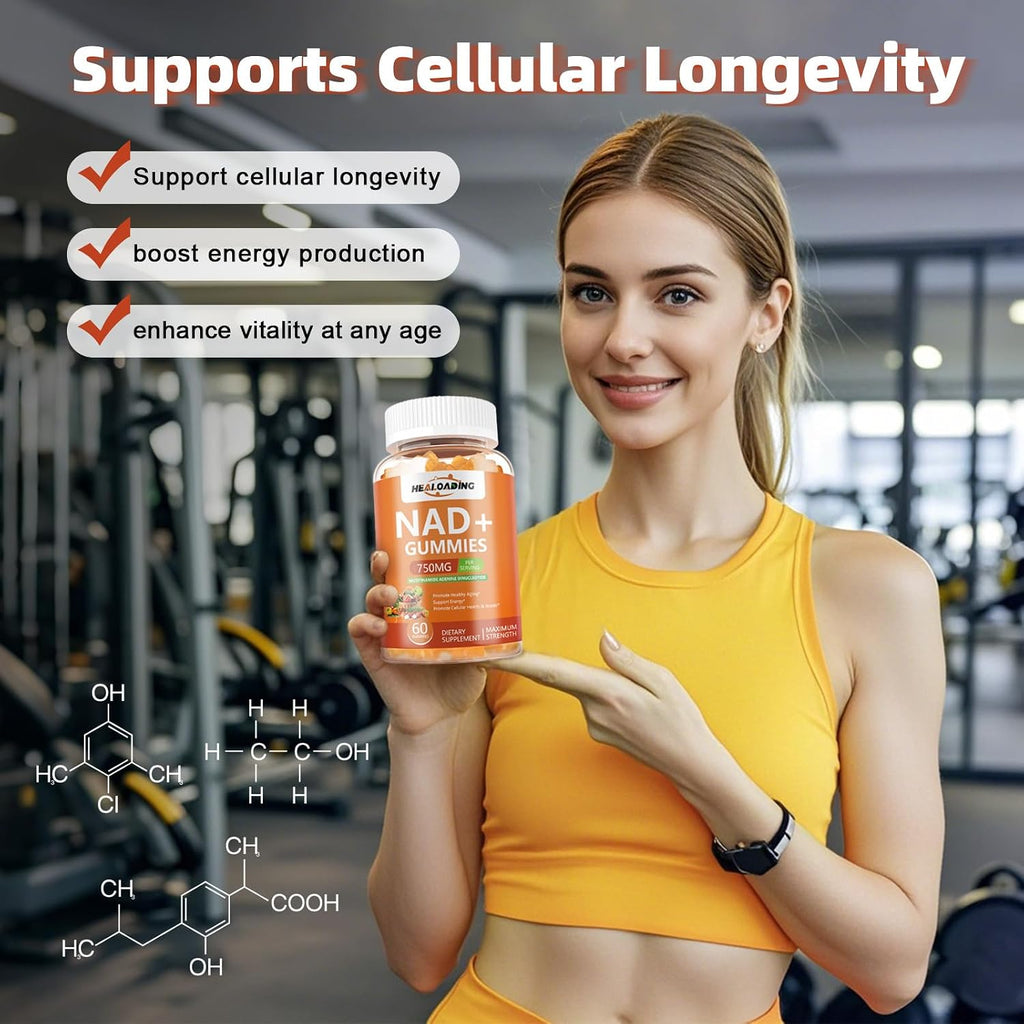 HEALOADING NAD+ Gummies con Resveratrol - 750mg de NAD+ por Dosis - 60 Gominolas