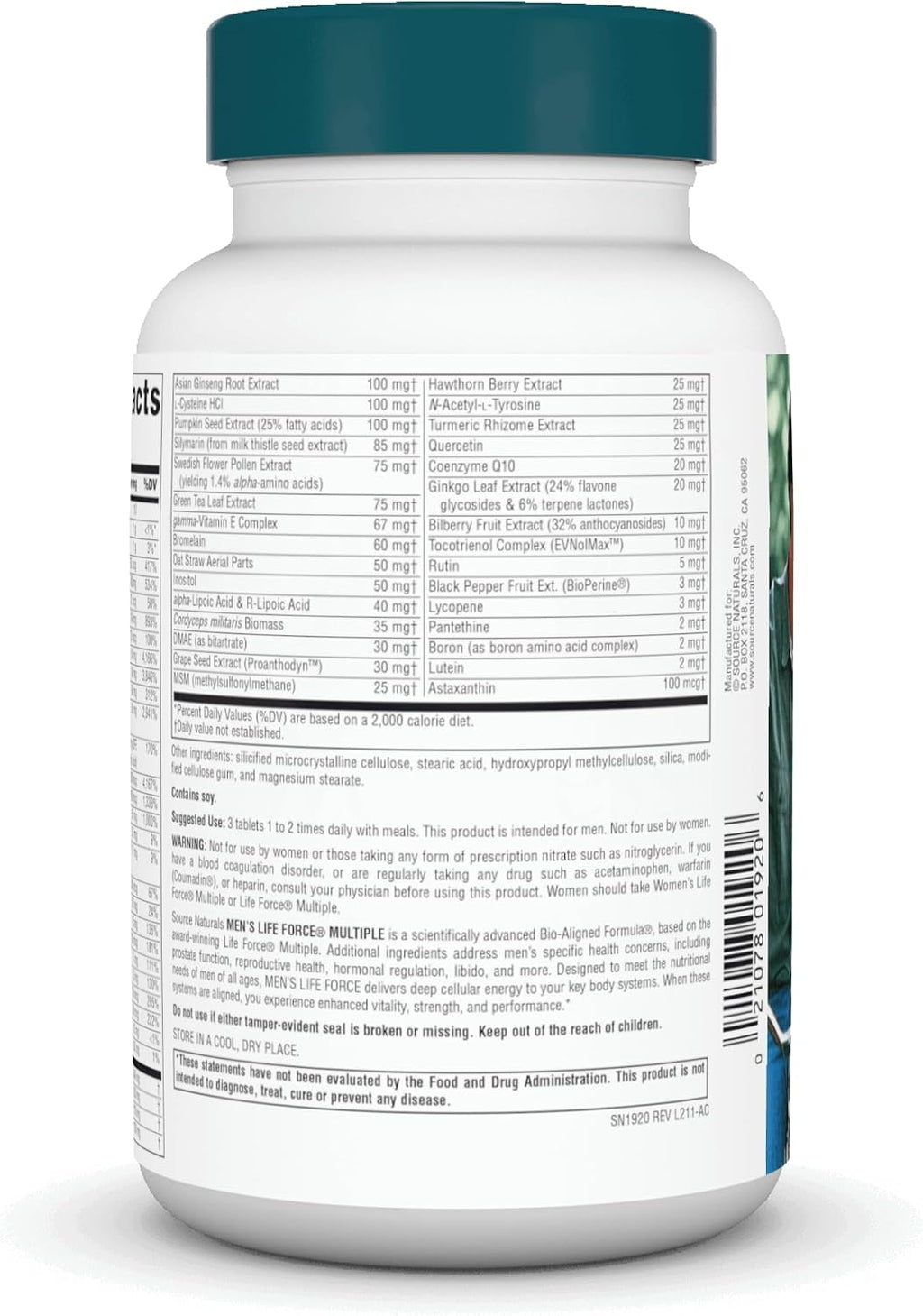 Source Naturals Men's Life Force - Multivitamínico y Mineral para Hombres, 180 Comprimidos