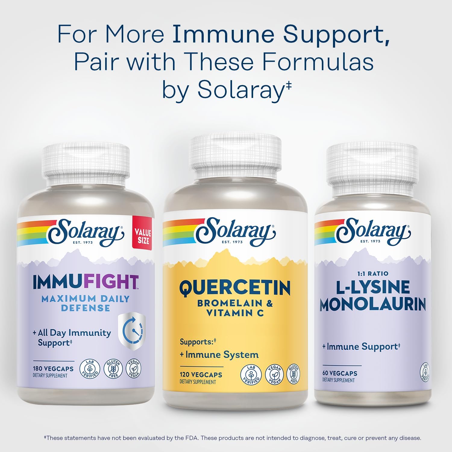 SOLARAY QBC Plex - Quercetin, Bromelain & Vitamin C - 120 Vegan Capsules