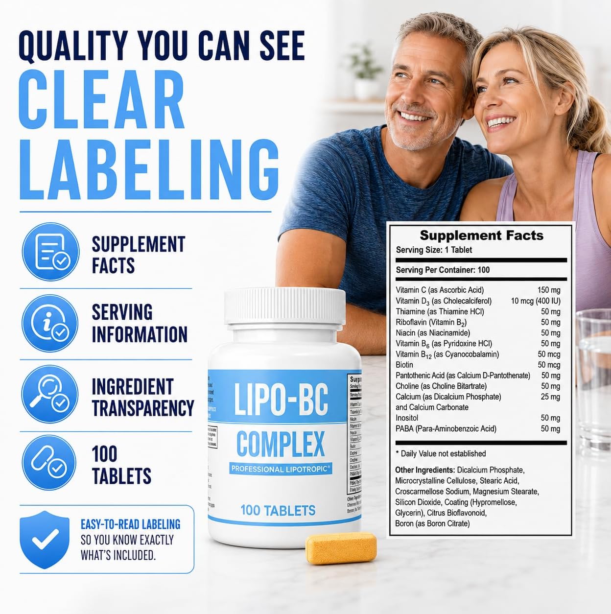 Lipo BC Complex, 200 comprimidos (2 paquetes de 100)
