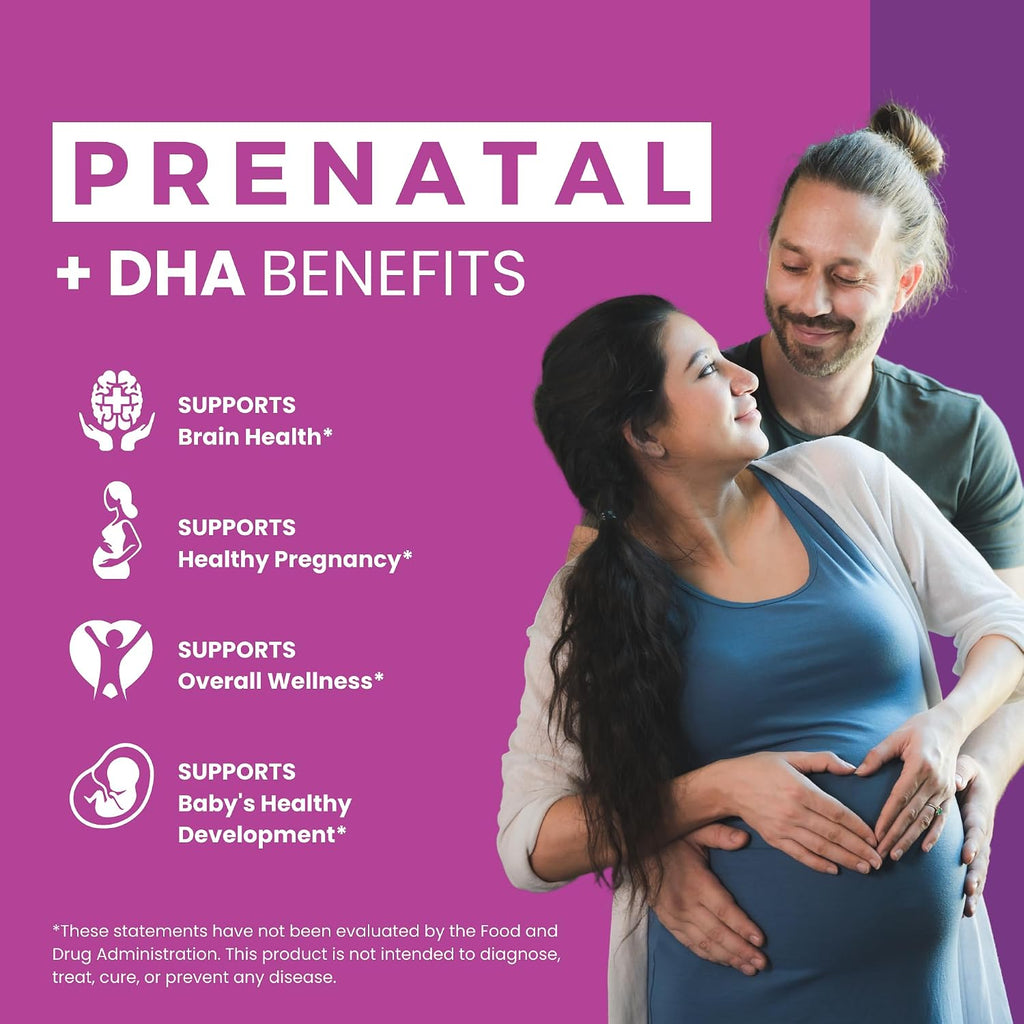 Zaytun Vitamins Vitaminas Prenatales Halal + DHA, Ácido Fólico, Hierro, Jengibre, 60 Cápsulas Blandas