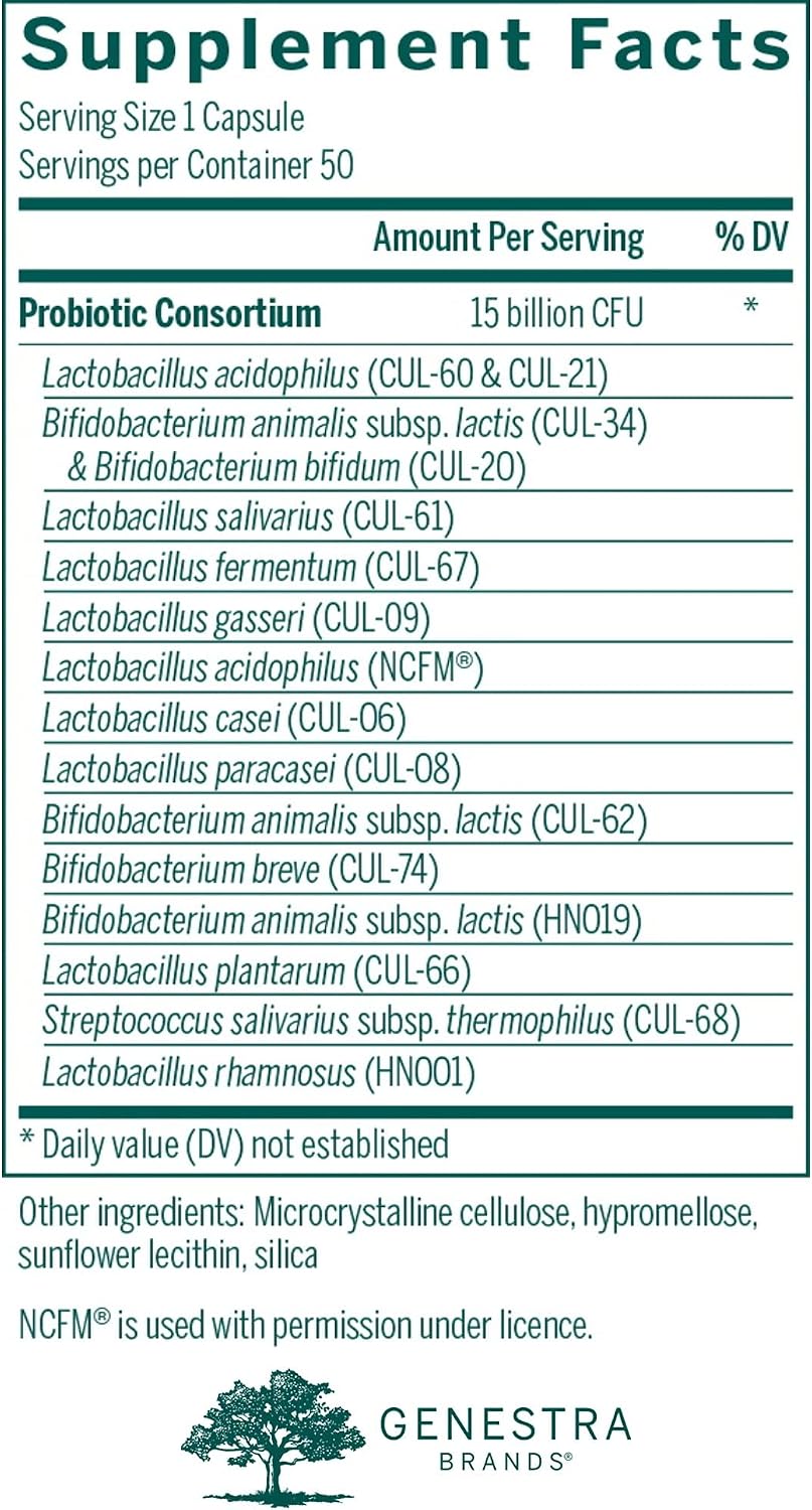 Genestra Brands HMF Multi Strain – Probiótico Multicepa para la Salud Gastrointestinal | 50 Cápsulas Vegetales