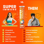 nutrazul Super Immune 30 comprimidos efervescentes – 20 vitaminas y minerales, extractos de saúco y equinácea, Vitamina C, Zinc, sin gluten, sin azúcar, sabor naranja