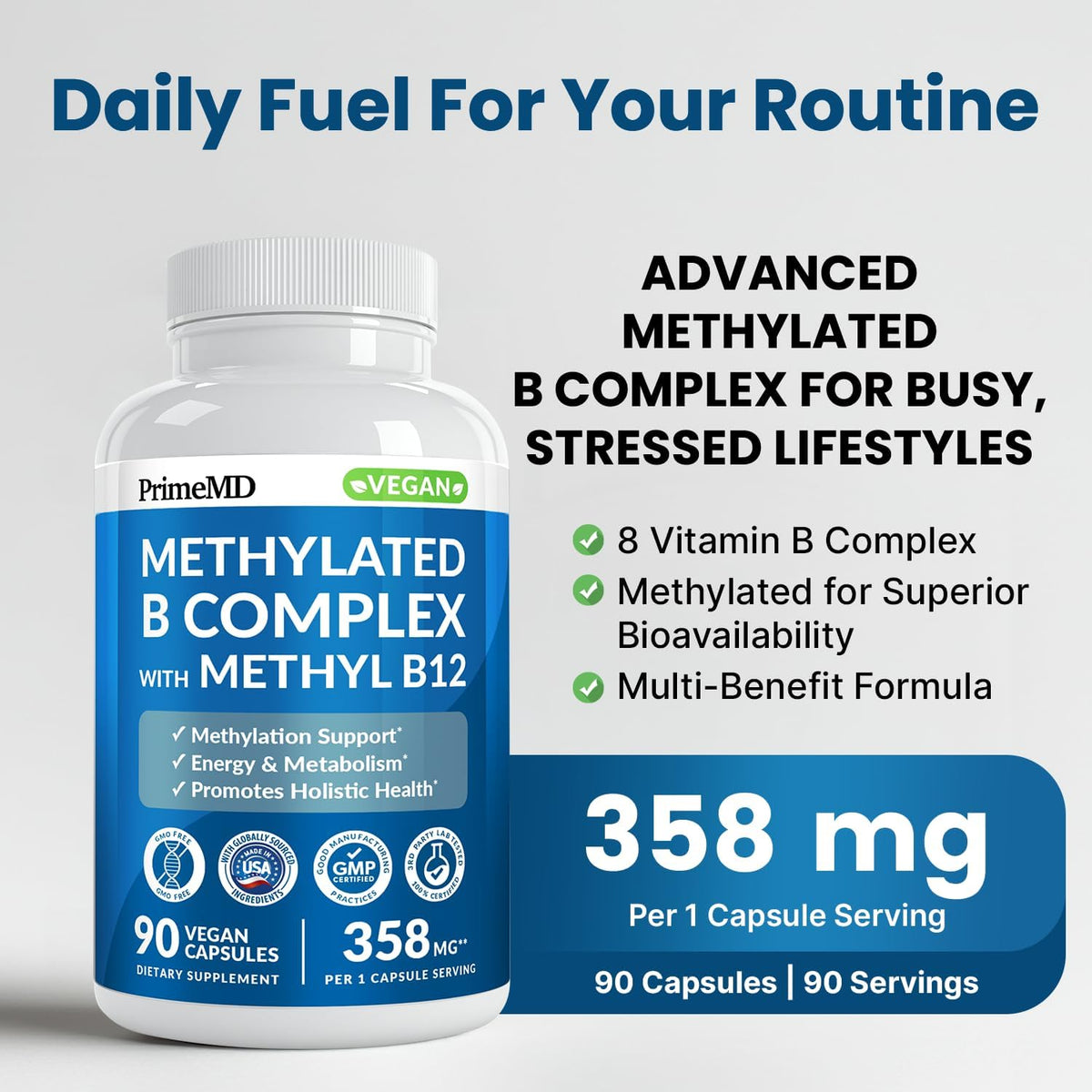 Complejo B Metilado con Metilfolato y B12 – Adultos mayores: Con la edad, la absorción de B12 puede disminuir, y – Image 2
