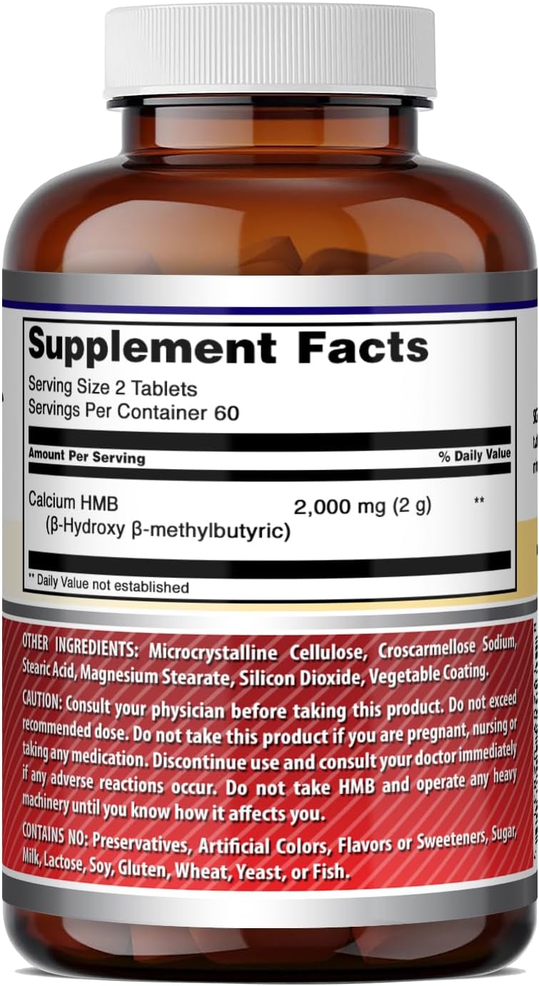 Amazing Formulas HMB (Beta-Hidroxi Beta-Metilbutirato) | 2000 mg por dosis | 120 comprimidos | Sin OMG | Sin gluten