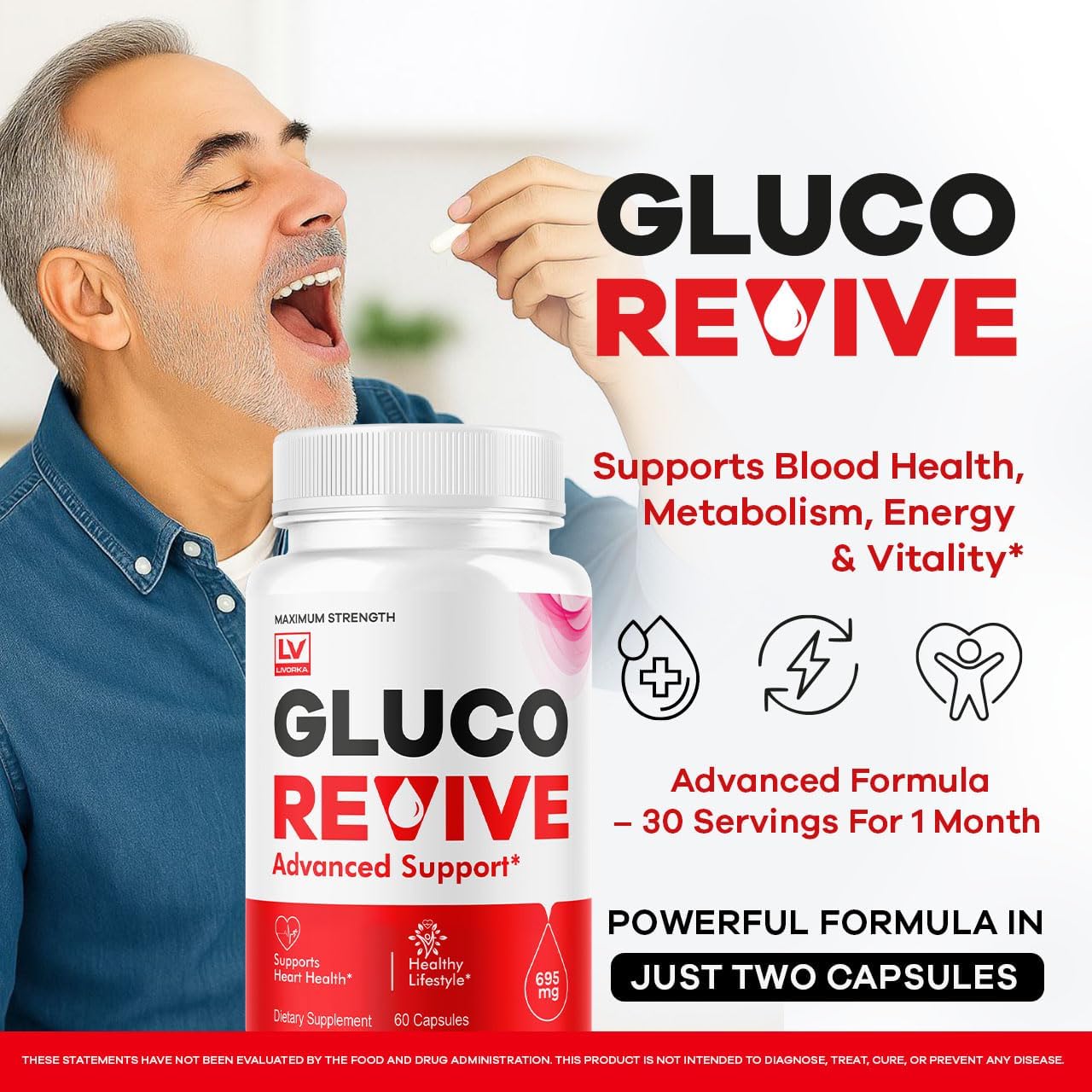 Gluco Revive Cápsulas (2 Paquetes) - Fórmula Avanzada de Apoyo Nutricional