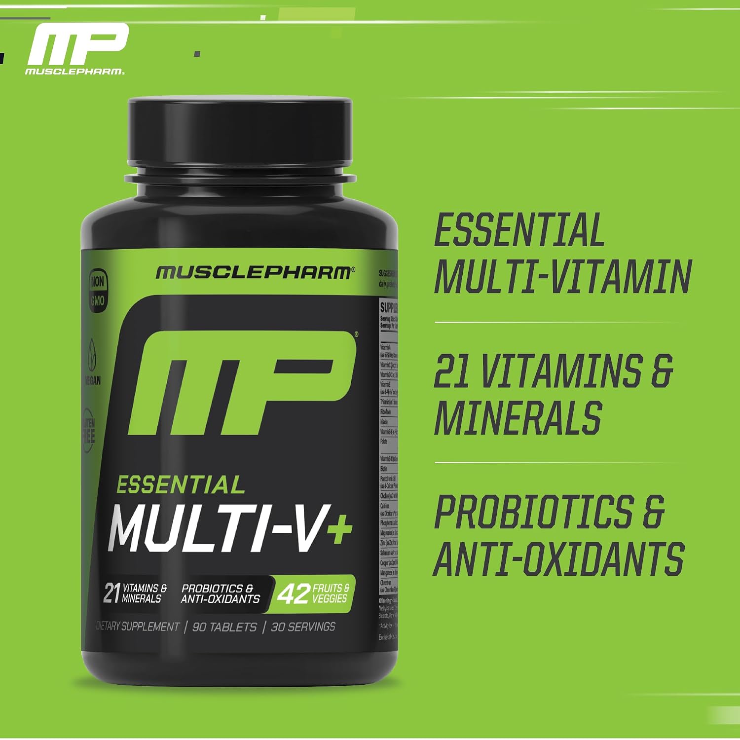 Muscle Pharm Essentials Multi-V+ - Multivitamínico para Deportistas, 90 Comprimidos