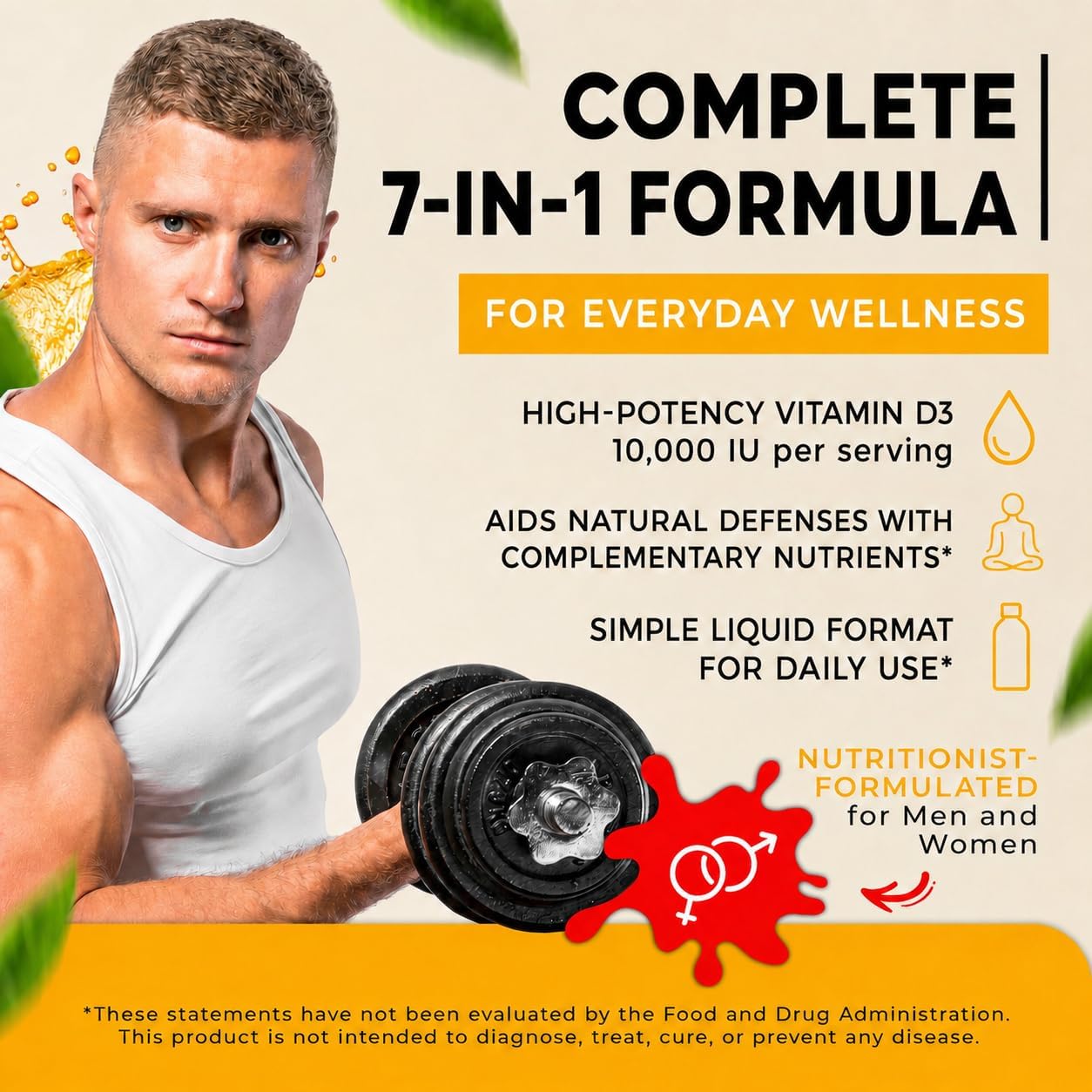 WELVIUM 7-en-1 Gotas Líquidas de Vitamina D3 K2 con Magnesio, 10.000 UI, MK-7, Vitamina A, Calcio, Aceite MCT y Lecitina de Girasol Orgánica