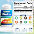 Best Naturals Biotin Maximum Strength 10,000 mcg, 200 Capsules