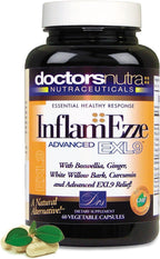 InflamEzze - Suplemento de Cúrcuma, Curcumina y Jengibre - Sin Gluten (120 Cápsulas)