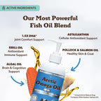 Natural Dog Company Arctic Omega Oil para Perros – Mezcla de Salmón, Abadejo, Krill y Algas, 473 ml