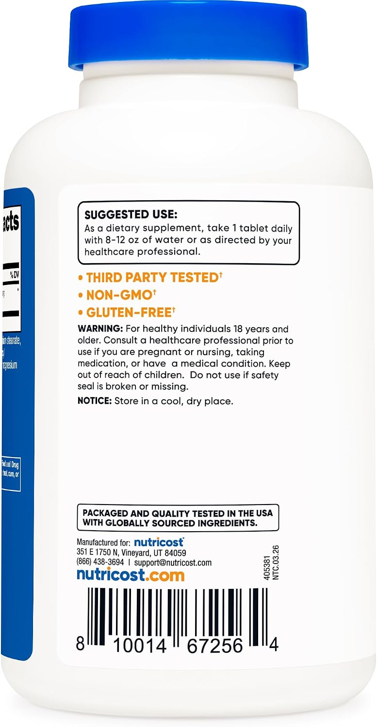 Nutricost L-Lisina 1000mg, 120 Comprimidos - Sin Gluten, No GMO, Apto para Vegetarianos