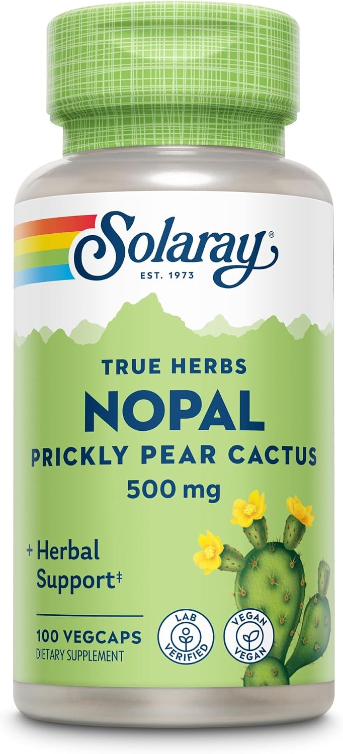 Solaray Nopal Prickly Pear Cactus - 500 mg por Dosis, 100 Cápsulas Veganas