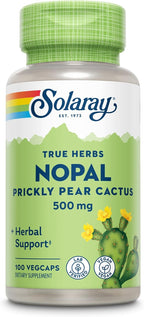 Solaray Nopal Prickly Pear Cactus - 500 mg por Dosis, 100 Cápsulas Veganas