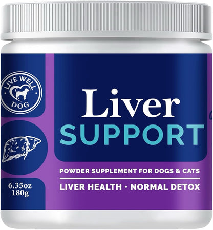 Live Well Dog Liver Support – Detox & Immunity Booster para Perros y Gatos | Cardo Mariano, NAC, Diente de León | 180 g – Image 1