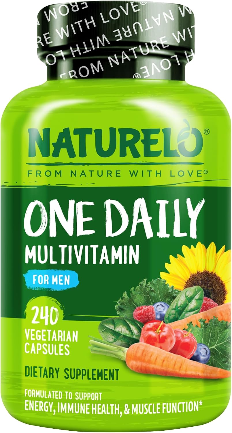 NATURELO Multivitamínico Diario para Hombres con Vitaminas, Minerales y Alimentos Integrales Orgánicos - 240 Cápsulas Vegetarianas