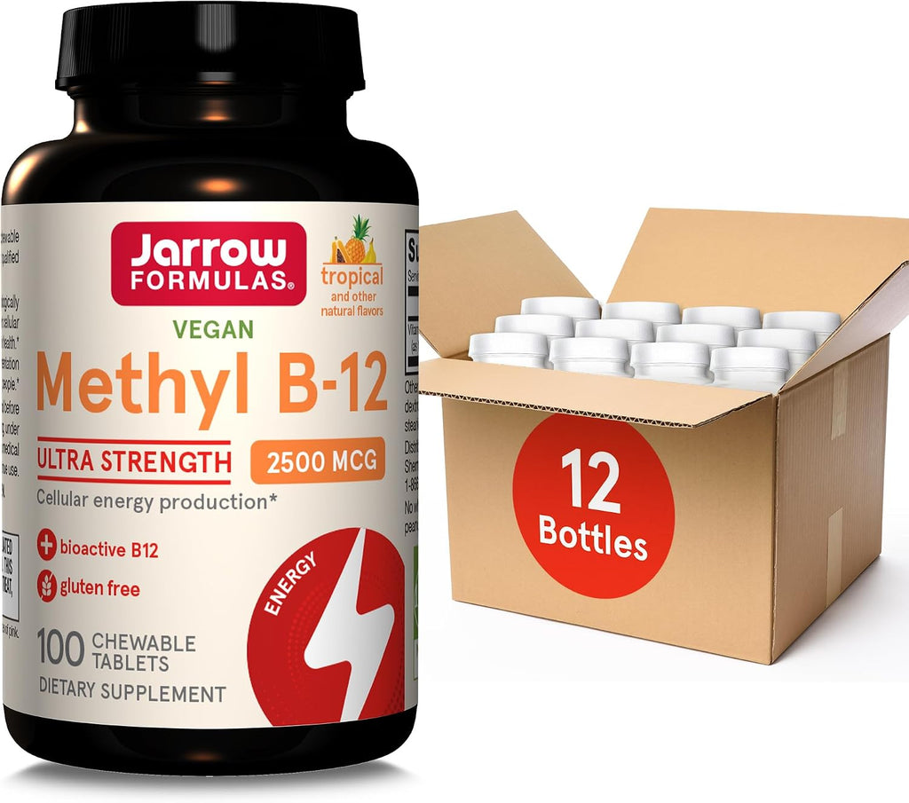 Jarrow Formulas Ultra Strength Methyl B-12 2500 mcg - 100 Comprimidos Masticables Sabor Tropical
