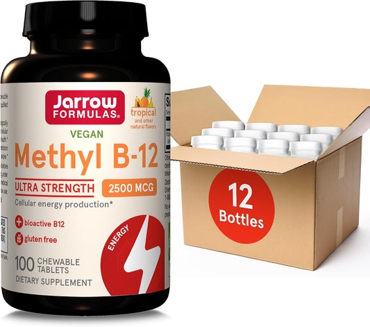 Jarrow Formulas Ultra Strength Methyl B-12 2500 mcg - 100 Comprimidos Masticables Sabor Tropical