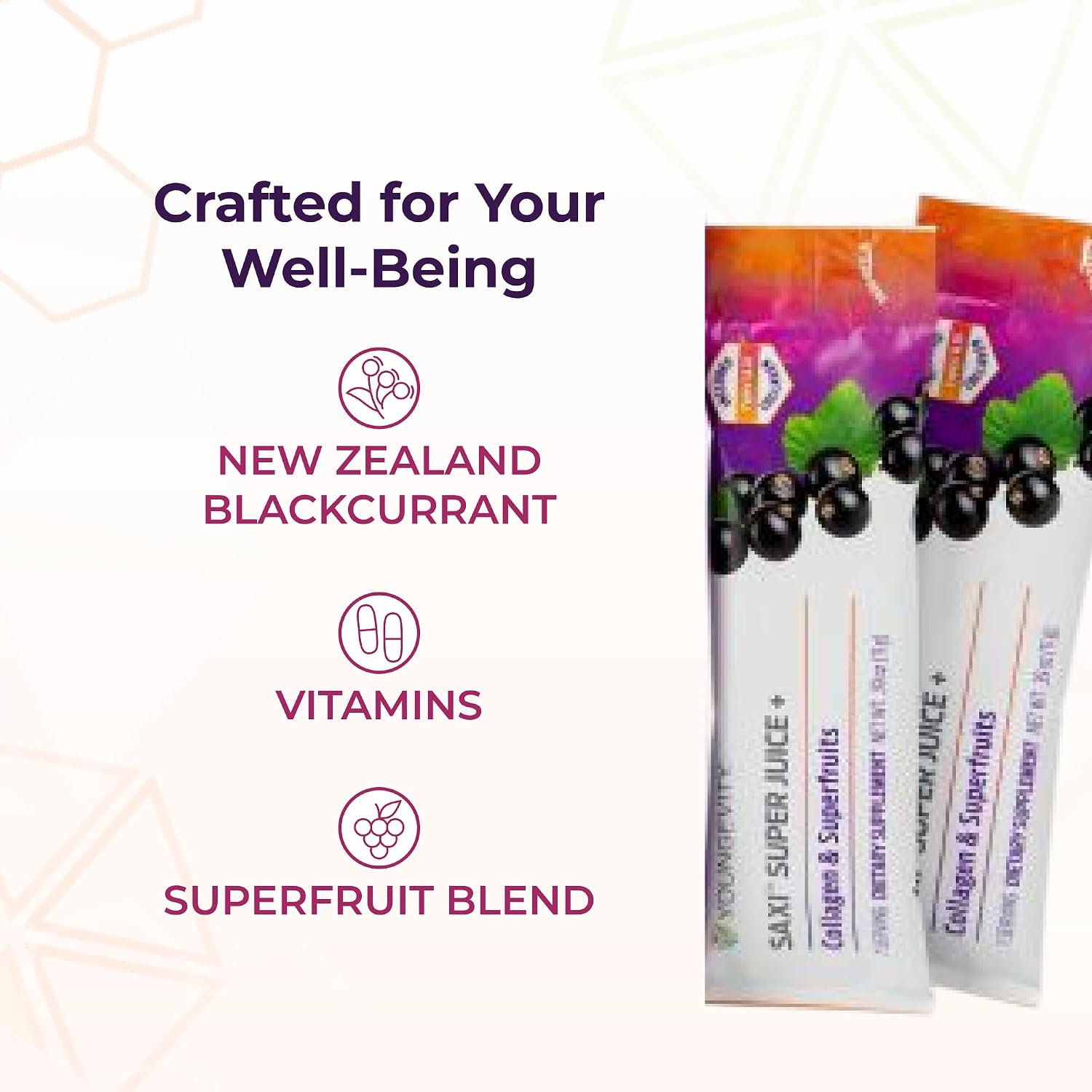 Youngevity SaXi Super Juice+ Colágeno y Superfrutas (Grosella negra de Nueva Zelanda)