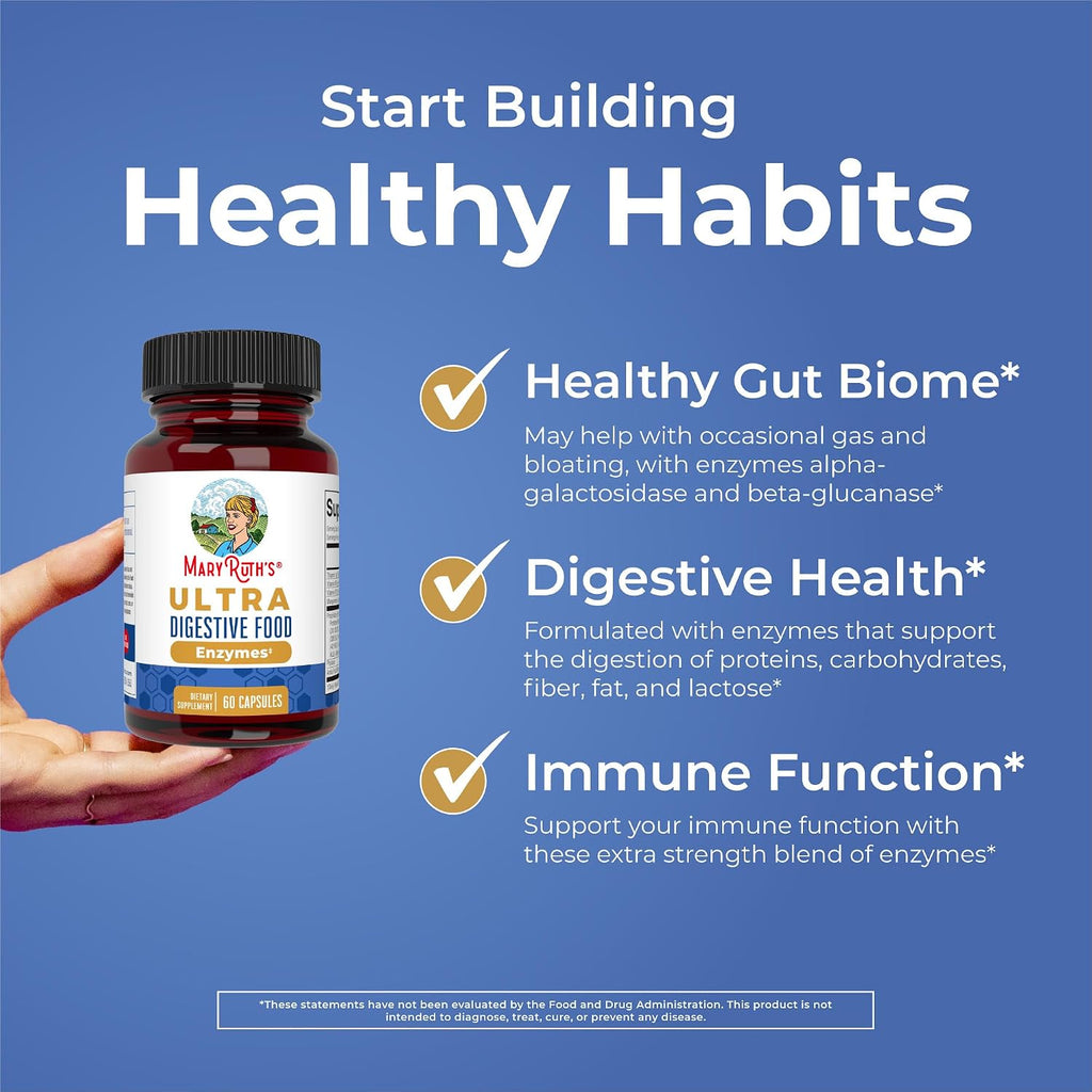 MARYRUTH'S Ultra Digestive Enzymes | 12+ Enzimas Digestivas | 60 Cápsulas Veganas