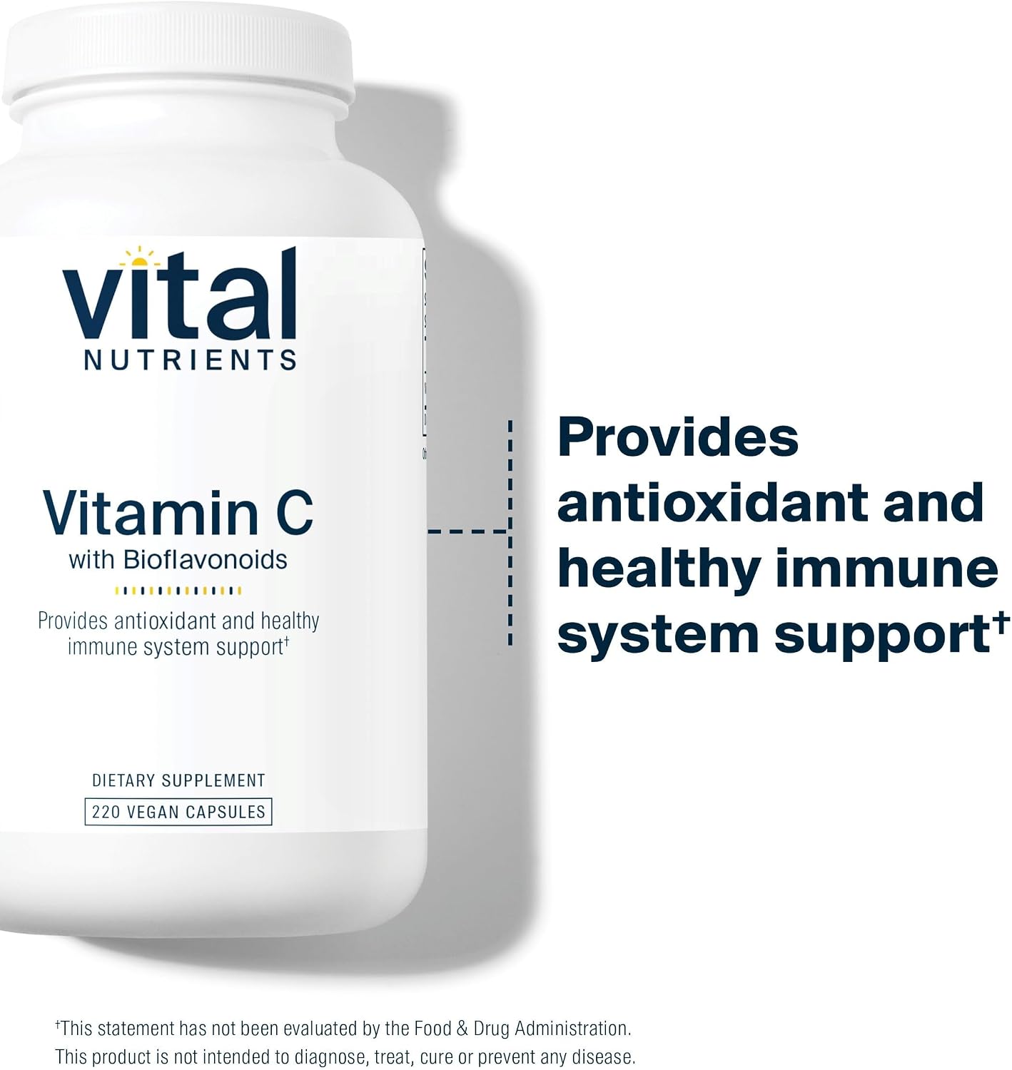 Vital Nutrients Vitamin C with Bioflavonoids - 1000 mg - 220 Capsules - Vegan