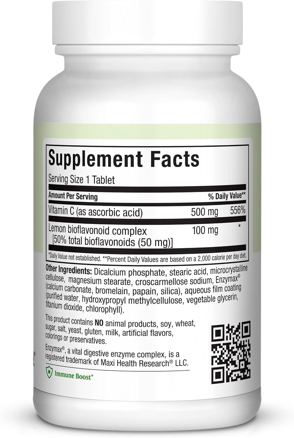 Maxi Health Max-C 500 - Vitamina C 500 mg con Bioflavonoides de Limón - 100 Comprimidos