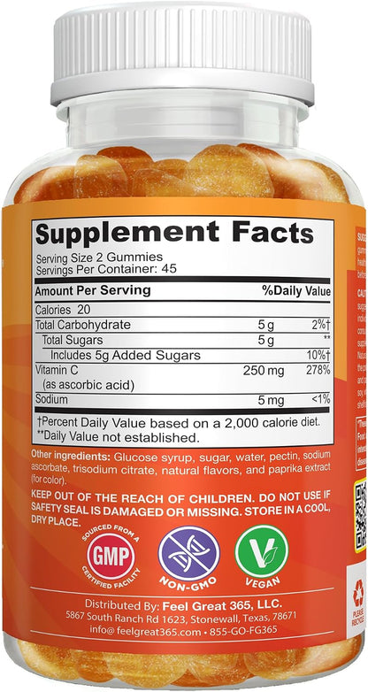 Feel Great Gummies de Vitamina C para Niños – Sin colorantes ni aromas artificiales – Image 7