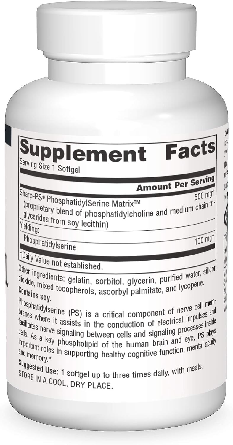 Source Naturals Fosfatidil Serina Matriz 500 mg, 60 Cápsulas Blandas