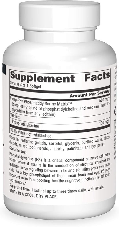 Source Naturals Phosphatidyl Serine Matrix 500mg, 60 Cápsulas Blandas – Image 3
